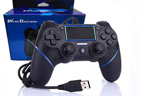 Intckwan Kabelgebunden Game Controller für PS-4 / Pro / Slim / Laptop / PC(win7/8/10), Wired Gamepad Joystick mit Vibration und Anti-Rutsch-Griff, Ergonomie(Blau) von Intckwan