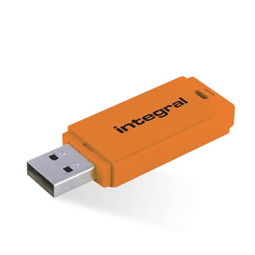 Integral 128GB Neon 2.0 USB Stick Schlüsselanhänger, Orange von Integral
