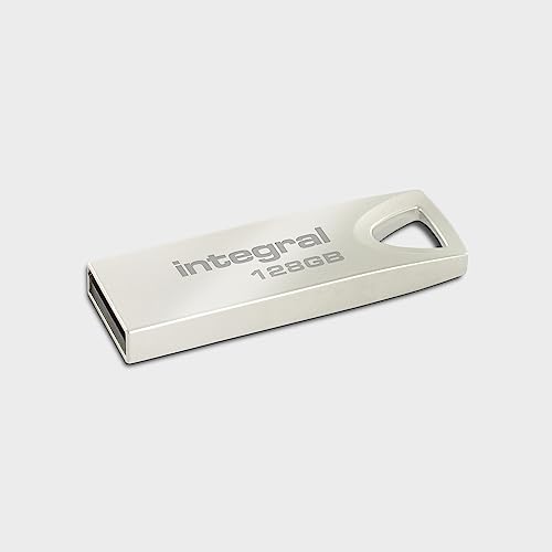 Integral 128GB USB-Speicher 2.0 Flash-Laufwerk Arc mit Metallgehäuse für Schlüsselringe, eine stilvolle und elegante Lösung zum Übertragen und Sichern Ihrer Dateien von Integral