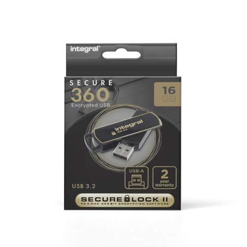 Integral 16GB Secure360 256-Bit Software Encrypted 3.0 USB Stick - Funktionierende & verschlüsselte Doppelpartition, intelligenter Schutz vor Passwortangriffen & 360 Grad drehbares Gehäuse von Integral