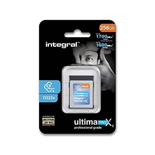 Integral 256 GB CFexpress-Speicherkarte Typ B 2.0 1700MB/s Lese- 1600MB/s Schreibgeschwindigkeit Entwickelt für Ihre professionellen DSLR- und Videokameras von Integral