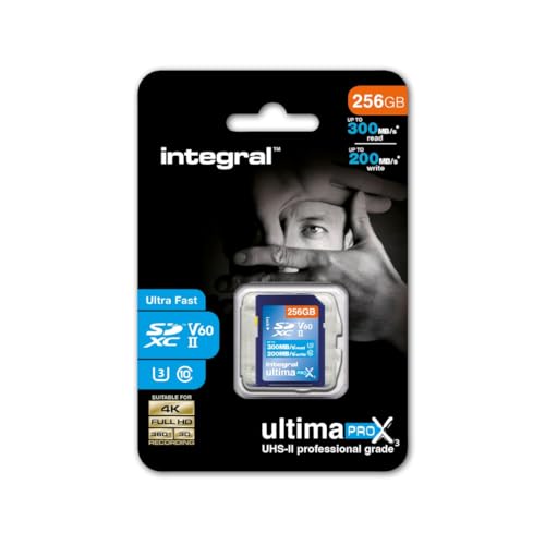 Integral 256GB UHS-II SD-Karte v60 Bis zu 300MB/s Lese- und 200MB/s Schreibgeschwindigkeit SDXC Professional High Speed Speicherkarte Integral 256GB UHS-II SD-Karte v60 Bis zu 300MB/s Lese- und 200MB/s Schreibgeschwindigkeit SDXC Professional High Speed Speicherkarte von Integral