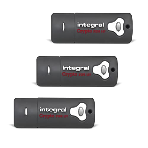 Integral 8GB Crypto-197 256-Bit 3.0 USB Stick verschlüsselt - USB Stick Passwort geschützt - FIPS 197 Zertifiziert, Robustes, Doppellagiges, wasserdichtes Design-3PK XTS-AES von Integral