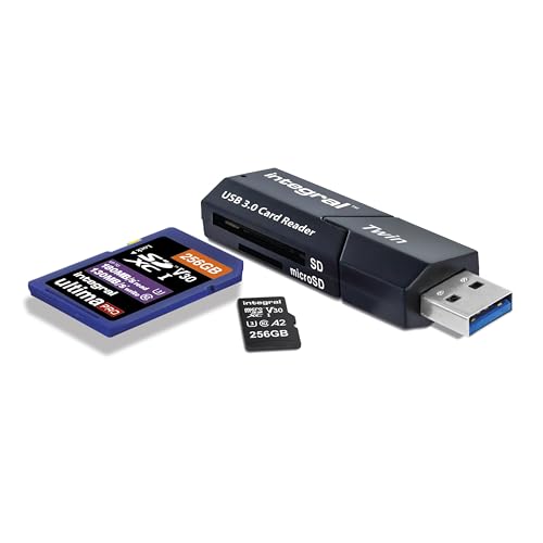 Integral Dual-Slot Micro SD & SD USB3.0 Memory Card Reader Adapter - Super Fast File Transfer and Compatible with High Speed UHS-I Interface: SDHC, SDXC, microSDHC & microSDXC UHS-I U1 & U3 von Integral