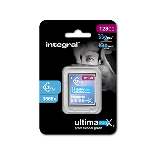 Integral Memory 128GB CFast Karte 2.0 High Performance mit Einer Lesegeschwindigkeit von bis zu 550MB/s und Einer Schreibgeschwindigkeit von bis zu 540MB/s, INCFA128G-550/540 von Integral