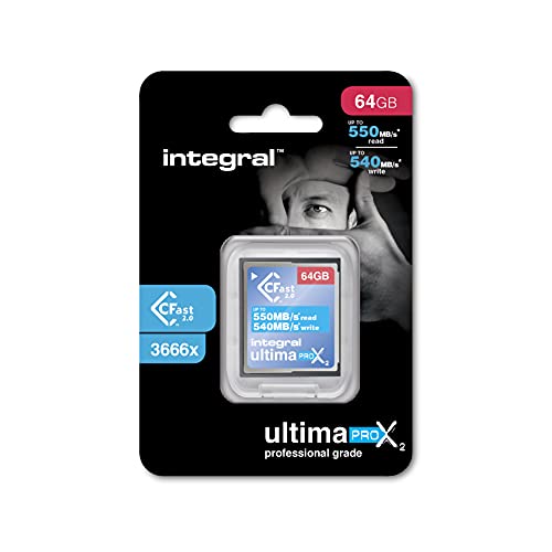 Integral Memory 64GB CFast Card 2.0 High Performance mit Einer Lesegeschwindigkeit von bis zu 550MB/s und Einer Schreibgeschwindigkeit von bis zu 540MB/s INCFA64G-550/540 von Integral