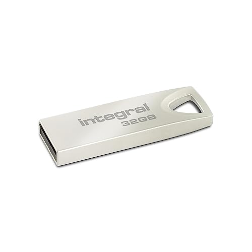 Integral 32GB USB-Speicher 2.0 Flash-Laufwerk Arc mit Metallgehäuse für Schlüsselringe, eine stilvolle und elegante Lösung zum Übertragen und Sichern Ihrer Dateien von Integral