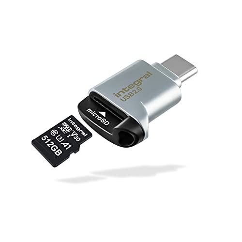 Integral Memory Micro SD Kartenleser USB2.0/USB C Typ-C OTG Kartenlesegerät für Micro SD, microSDHC, microSDXC, INCRCMSDNRP von Integral