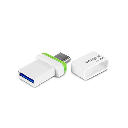 Integral USB-Stick, 32 GB, USB 3.1 & Type-C Fusion Doppelstecker für Datensicherung zwischen Smartphones, PC, Macs, Tablets USB C von Integral