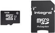 Integral UltimaPro - Flash-Speicherkarte (microSDHC/SD-Adapter inbegriffen) - 16 GB - UHS Class 1 / Class10 - microSDHC UHS-I (INMSDH16G10-90U1) von Integral