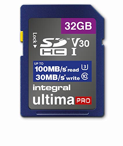 Speicherkarte 32 GB SDxC Premium, sehr hohe Geschwindigkeit bis zu 100 MB/s Lesen, 30 MB/s Schreiben, Klasse 10 V30 UHS-I U3, by Integral Memory von Integral