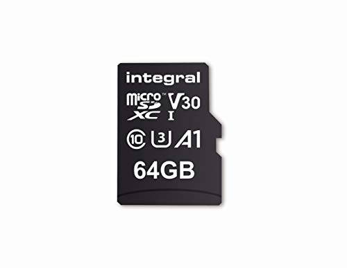 Speicherkarte 64 GB microSDxC Premium High Speed bis zu 100 MB/s Lesen, 45 MB/s Schreiben, V30 UHS-I U3 + SD-Adapter, by Integral Memory von Integral
