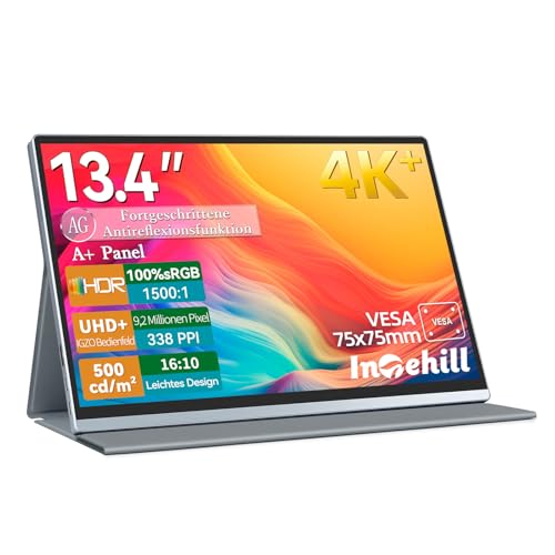 Intehill 4K Tragbarer Monitor 13,4 Zoll IGZO Panel, Anti-Glare, 3840x2400, 16:10, 500 Nits, 1500:1, 100% sRGB, HDR, Ultraleicht & Tragbar, Aluminiumgehäuse, Eingebaute Lautsprecher, mit VESA (U13ZA) Intehill 4K Tragbarer Monitor 13,4 Zoll IGZO Panel, Anti-Glare, 3840x2400, 16:10, 500 Nits, 1500:1, 100% sRGB, HDR, Ultraleicht & Tragbar, Aluminiumgehäuse, Eingebaute Lautsprecher, mit VESA (U13ZA) von Intehill
