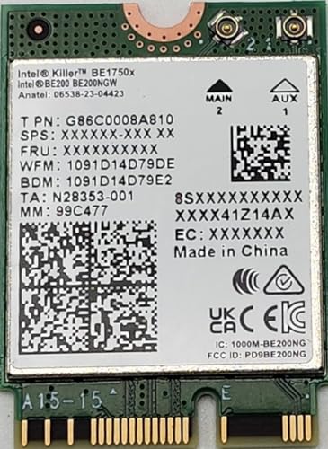 Intel Killer BE200 1750x & BT-5.4 Wi-Fi 7-Karte mit M.2. PCIE-Key E-Schnittstelle für Intel Prozessoren Einzelpack.Ultra-niedrige Latenz, ideal für Gaming. von Intel
