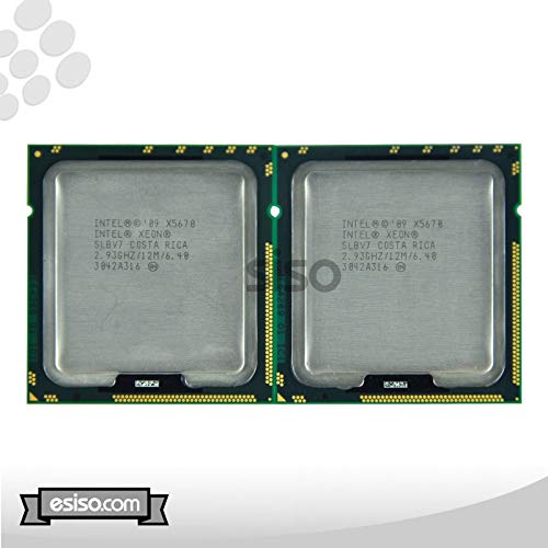 Kompatibles Paar Intel Xeon X5670 Six Core Prozessor 2.93GH/z 12MB Smart Cache 6.4GT/s QPI TDP 95W SLBV7 BX80614X5670 (Renewed) von Intel