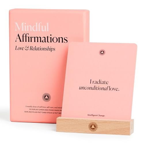 Intelligent Change 52 Achtsame Affirmationskarten für Liebe und Beziehungen, tägliche Worte der Inspiration, positive Affirmationskarten für Frauen mit Ständer, Geschenke für Frauen, von Intelligent Change