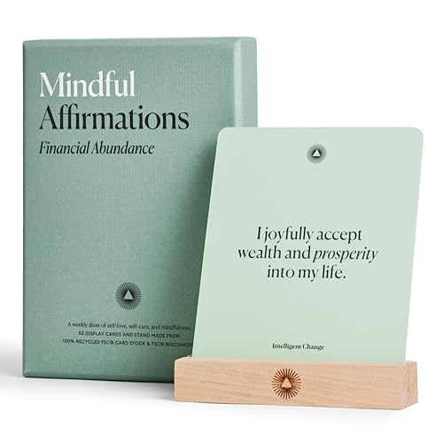 Mindful Affirmation Cards for Financial Abundance, Daily Words of Inspiration, Self Affirmation Inspirational Gifts, Positive Affirmations with Display Stand, Deck of 52 - Intelligent Change von Intelligent Change