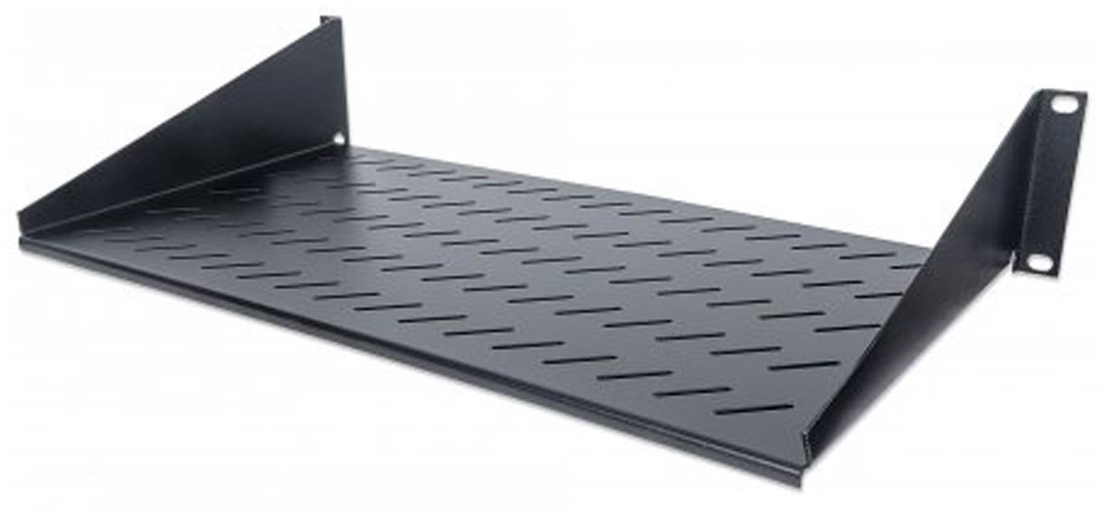 Fachboden 2HE (483x250 mm) schwarz bis 25 kg, Frontmontage von Intellinet
