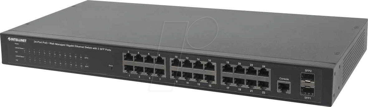 INT 560559 - Switch, 26-Port, Gigabit Ethernet, PoE+, SFP von Intellinet