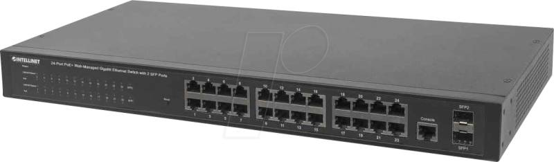 INT 560559 - Switch, 26-Port, Gigabit Ethernet, PoE+, SFP von Intellinet