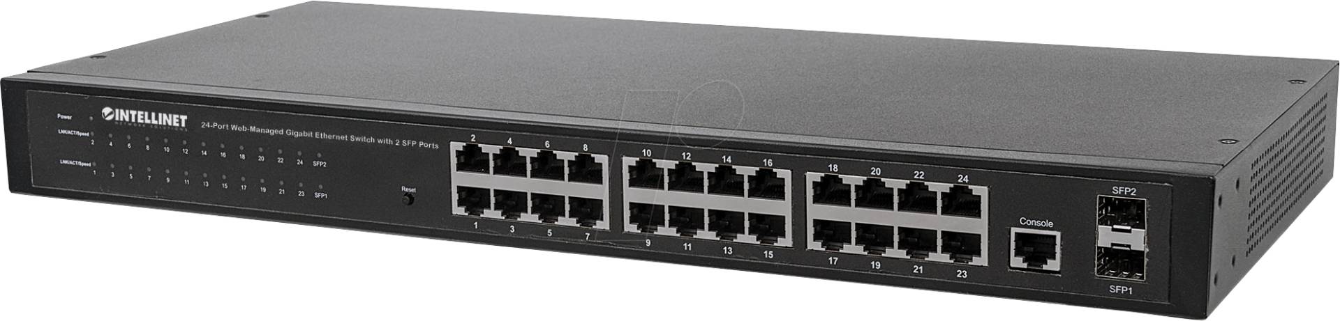 INT 560917 - Switch, 26-Port, Gigabit Ethernet, SFP von Intellinet