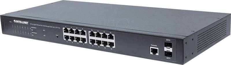 INT 561198 - Switch, 16-Port, Gigabit Ethernet, PoE+, Web-Managed von Intellinet