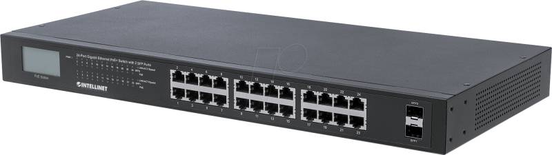 INT 561242 - Switch, 24-Port, Gigabit Ethernet, PoE+ von Intellinet
