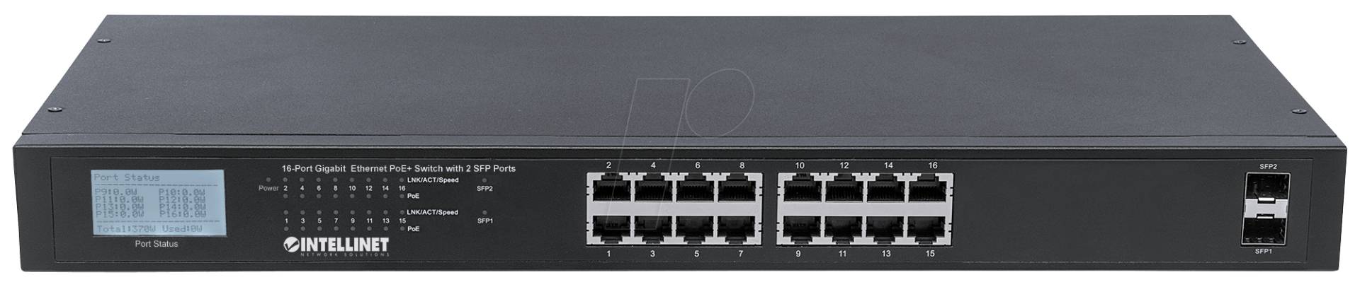 INT 561259 - Switch, 5-Port, Gigabit Ethernet, PoE+, SFP von Intellinet