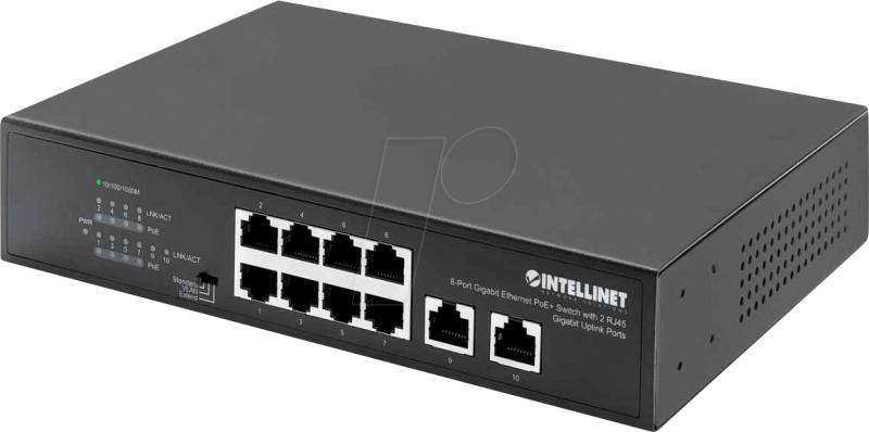 INT 561402 - Switch, 10-Port, Gigabit Ethernet, PoE+ von Intellinet