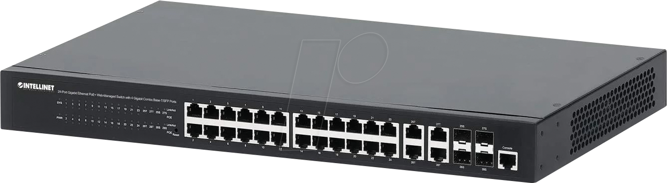 INT 561426 - Switch, 28-Port, Gigabit Ethernet, RJ45/SFP, PoE+ von Intellinet