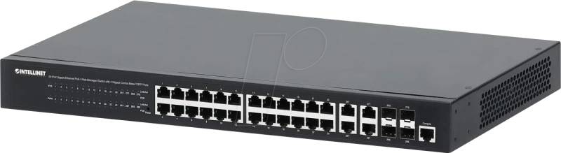 INT 561426 - Switch, 28-Port, Gigabit Ethernet, RJ45/SFP, PoE+ von Intellinet