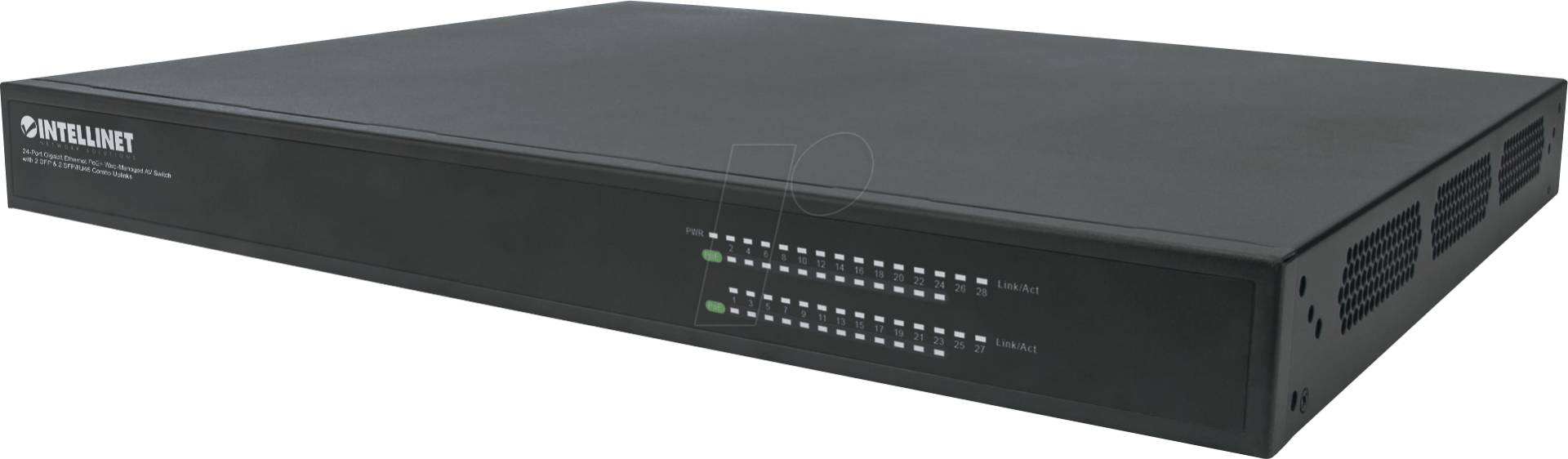INT 561457 - Switch, 24-Port, Gigabit Ethernet, PoE+, 2x SFP, 2x SFP/RJ45 von Intellinet
