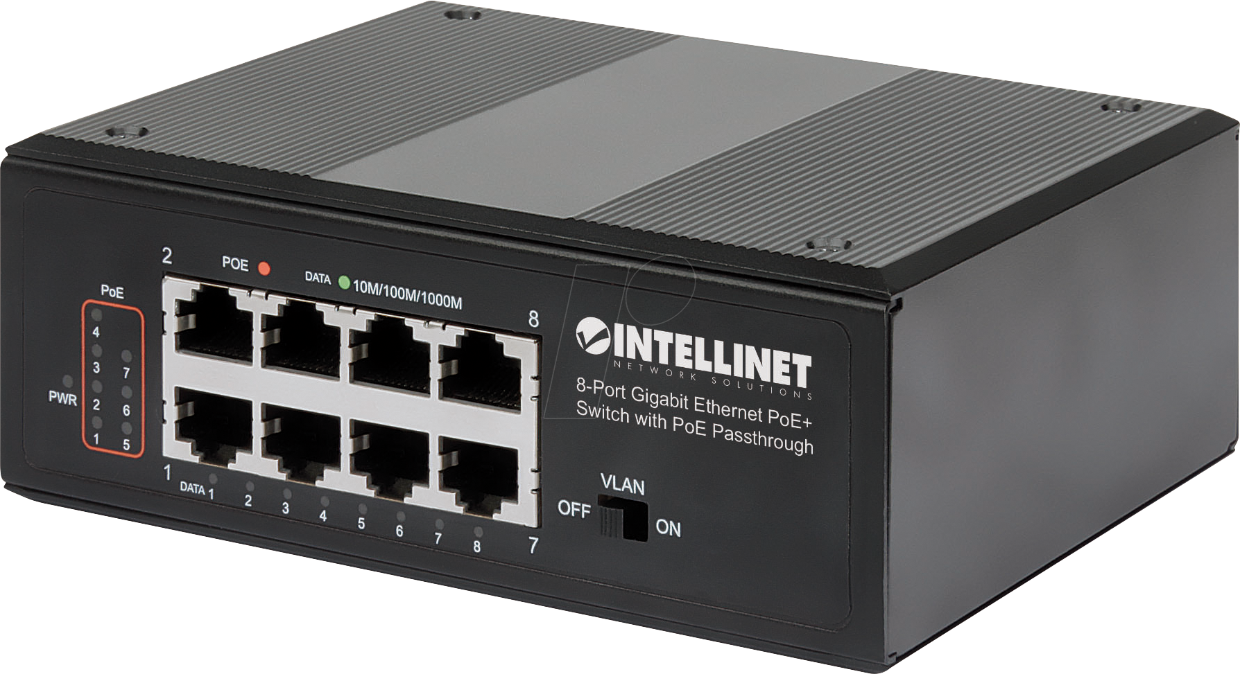 INT 561624 - Switch, 8-Port, Gigabit Ethernet, PoE+ von Intellinet