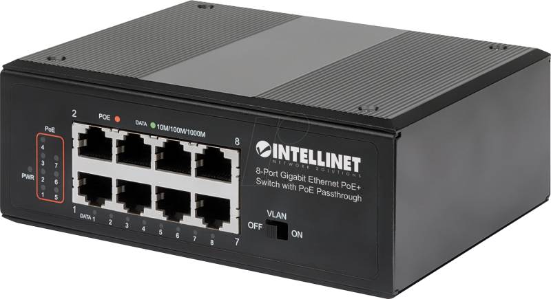 INT 561624 - Switch, 8-Port, Gigabit Ethernet, PoE+ von Intellinet