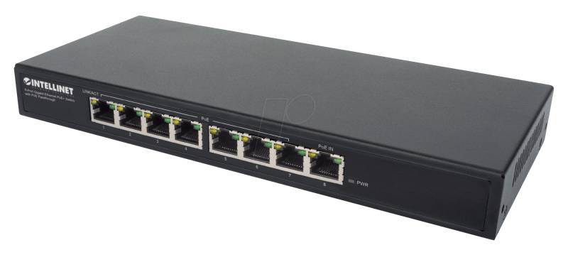 INT 561679 - Switch, 8-Port, Gigabit Ethernet, PoE+ von Intellinet