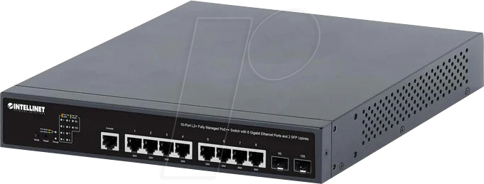 INT 562003 - Switch, 10-Port, Gigabit Ethernet, PoE++, SFP von Intellinet