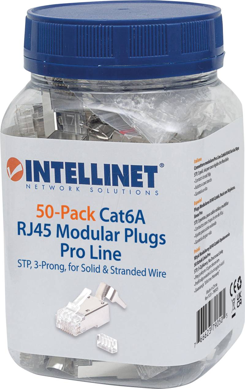 INT 790505 - CAT6A Modularstecker Pro Line, 3-Punkt, 50 Stk von Intellinet
