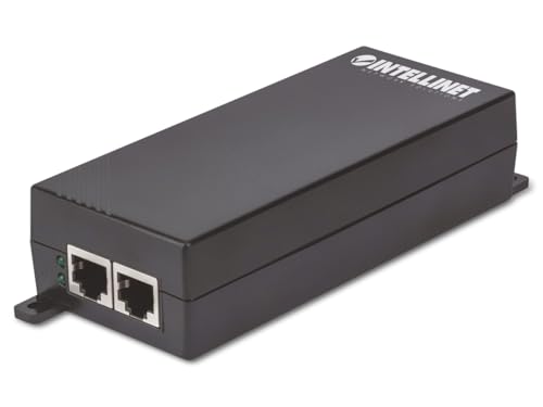 INTELLINET 1-Port High-Power over Ethernet - Gigabit PoE+/PoE Injektor, 30W, 240V, PoE+ Adapter mit 100m Reichweite, lüfterfrei & leise - Schwarz von Intellinet