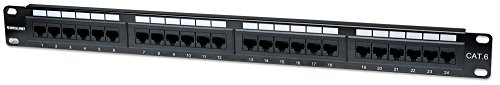 INTELLINET 28-Port Cat6 Patchpanel - 19" Patchpanel für Fast / Gigabit Ethernet, 2 HE Patchfeld, UTP, ideal für Krone LSA+ Werkzeuge - Schwarz von Intellinet