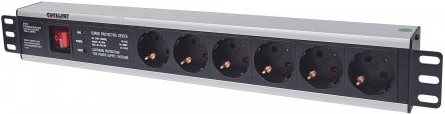 INTELLINET 48,3cm 48,30cm (19) Steckdosenleiste 6-fach SCHUKO Power-LED mit Ueberspannungsschutz 3m Stromkabel 1,5 HE (713962) von Intellinet