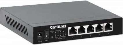 INTELLINET 5-Port 2,5G Ethernet PoE+ Switch Vier PSE PoE+ Ports, 10/100/1000/2500 Mbit/s auf allen Ports, 55 W PoE-Leistungsbudget, Unmanaged, Desktop-Format, optionale Wandmontage (561921) von Intellinet