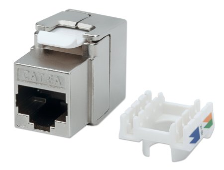INTELLINET Cat6a 10G Keystone-Modul, geschirmt und werkzeuglos, silber INTELLINET Cat6a 10G Keystone-Modul, geschirmt und werkzeuglos, silber von Intellinet
