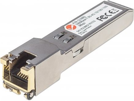 INTELLINET Gigabit SFP Mini-GBIC Transceiver 1000Base-T (RJ45) Single-Mode Port Reichweite bis zu 100m Wellenlaenge 1310 nm (523882) von Intellinet