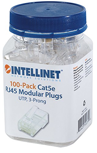 Intellinet 100er Pack Cat5e RJ45 Modularstecker UTP 3-Punkt-Aderkontaktierung für Massivdraht 502399 von Intellinet