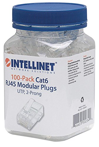 Intellinet 100er Pack Cat6 RJ45 Modularstecker (UTP, 2-Punkt-Aderkontaktierung) 502344 von Intellinet