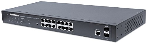 Intellinet 16-Port Gigabit Ethernet PoE+ Web-Managed Switch mit 2 SFP-Ports (16 x PoE-Ports - IEEE 802.3at/af Power Over Ethernet (PoE+/PoE) 2 x SFP - Endspan - 19" Rackmount) schwarz 561341 von Intellinet