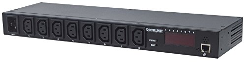 Intellinet 19" 8-fach IP-Steckdosenleiste Smart PDU mit C13-Kaltgerätesteckdosen Kontrolliert Strom sowie Temperatur und Luftfeuchtigkeit C20-Stromeingang HE schwarz 163682 von Intellinet