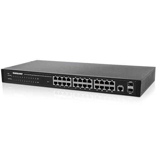 Intellinet 24-Port Web-Managed Gigabit Ethernet Switch mit 2 SFP-Ports schwarz 560917 von Intellinet