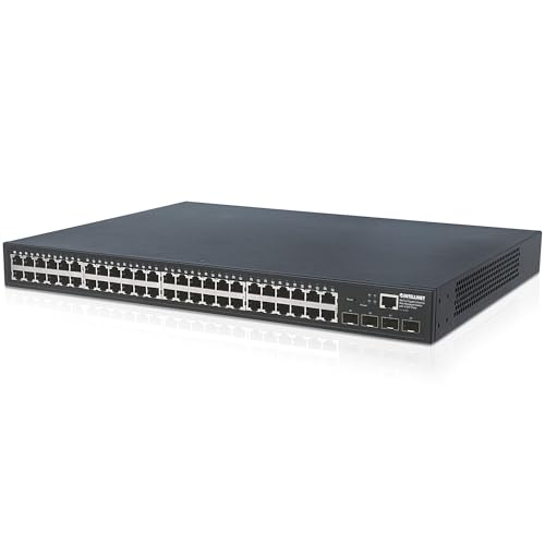 Intellinet 48-Port Gigabit Ethernet Web-Managed Switch mit 4 SFP-Ports (48 x 10/100/1000 Mbit/s RJ45 Ports + 4 x SFP - IEEE 802.3az Energy Efficient Ethernet) 19" Rackmount schwarz 561334 von Intellinet