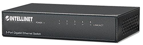 Intellinet 5-Port Gigabit Ethernet Switch Metall Desktop schwarz 530378 von Intellinet